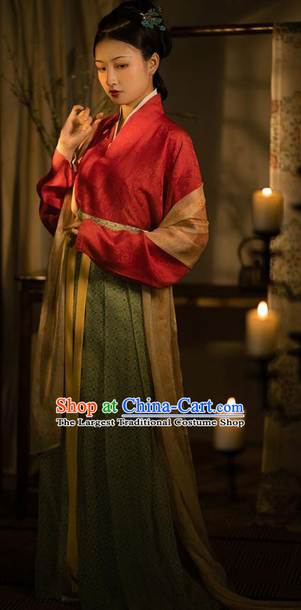 China Ancient Court Woman Replica Costumes Traditional Hanfu Mulberry Silk Dresses Song Dynasty Young Lady Clothing