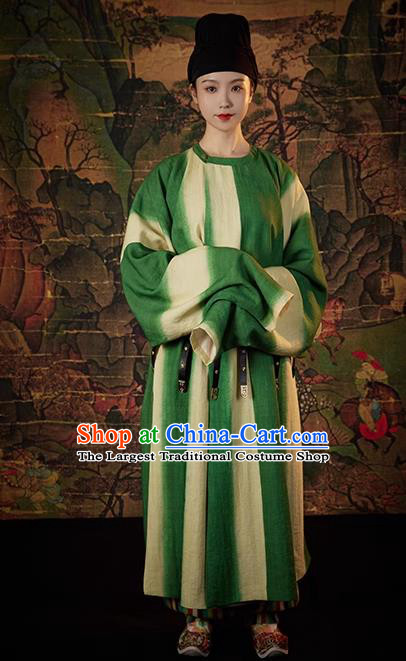 China Traditional Hanfu Round Collar Robe and Pants Tang Dynasty Young Man Clothing Ancient Swordsman Replica Costumes
