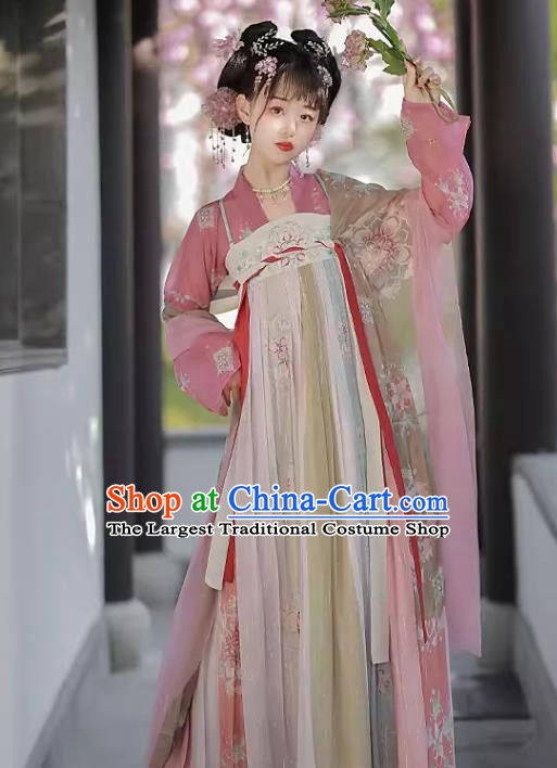 Chinese Ancient Princess Clothing Tang Dynasty Woman Costumes Pink Hanfu Hezi Dress