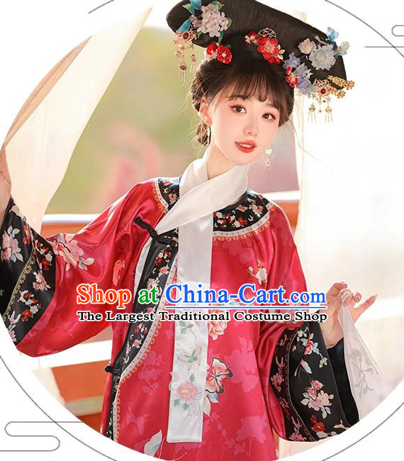Chinese Ancient Empress Costume Qing Dynasty Princess Clothing Court Style Red Dress