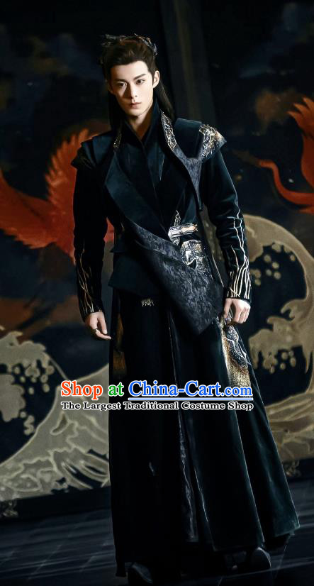 Chinese Traditional Hanfu TV Series Love Between Fairy and Devil Dong Fang Qing Cang Clothing Ancient Swordsman Black Costumes