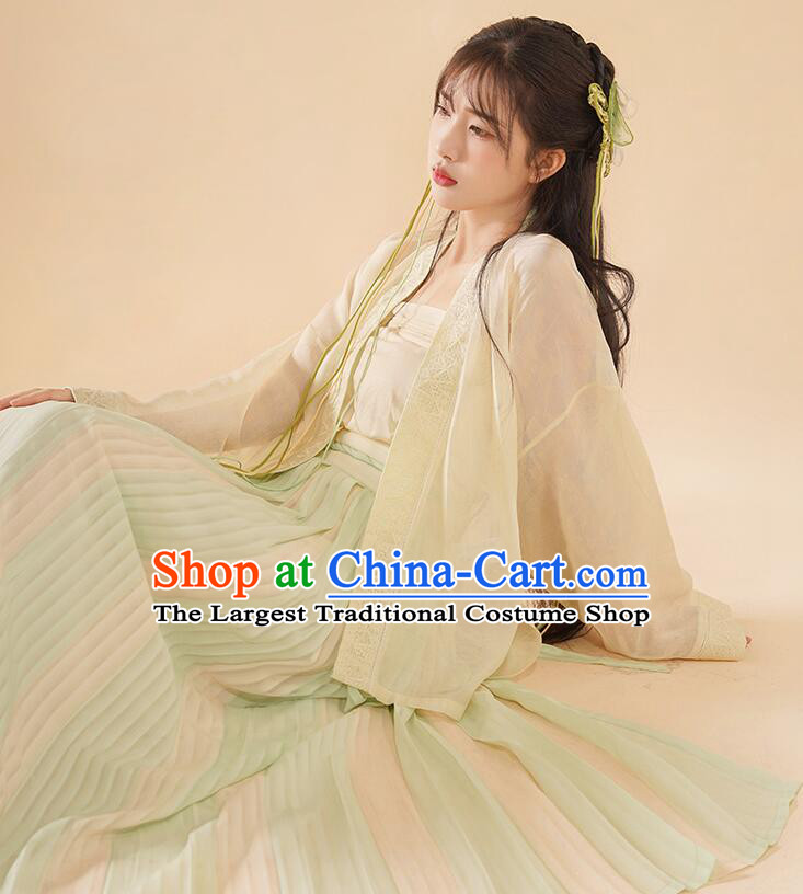 Chinese Ancient Country Lady Clothing Song Dynasty Swordswoman Costumes Traditional Green Hanfu Dresses