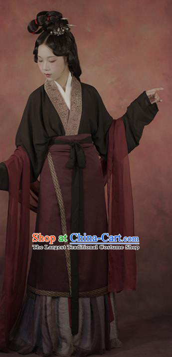 Chinese Traditional Hanfu Garment Costumes Song Dynasty Noble Woman Clothing Ancient Young Mistress Dresses
