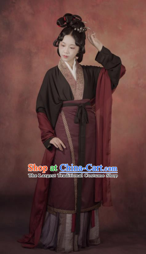 Chinese Traditional Hanfu Garment Costumes Song Dynasty Noble Woman Clothing Ancient Young Mistress Dresses
