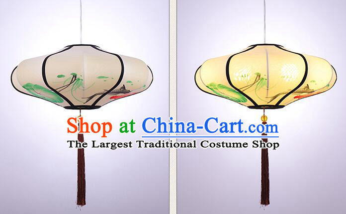 Hand Painting Lotus Koi Lantern Traditional Hanging Lanern Chinese Palace Lantern