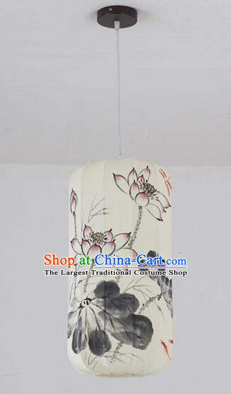 Chinese Classical Ceiling Lamp Palace Lantern Hand Painting Lotus Fish Lantern