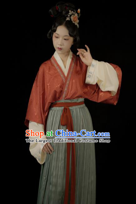 Chinese Ancient Young Woman Garment Costumes Traditional Hanfu Dresses Song Dynasty Noble Mistress Clothing