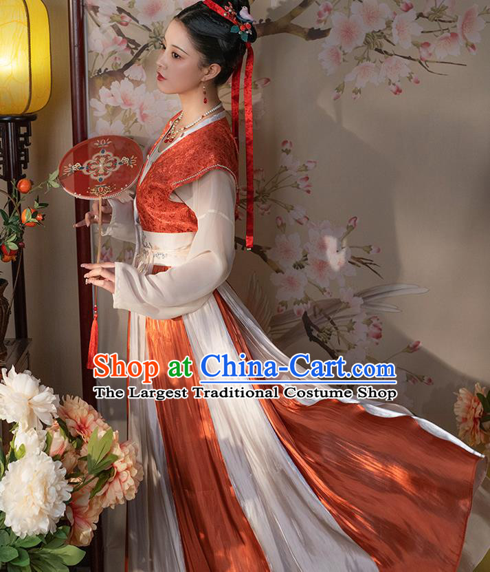 Chinese Tang Dynasty Court Woman Hanfu Dress Traditional Garment Costumes Ancient Young Beauty Clothing