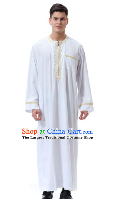 Traditional Oriental Dance Stage Show Clothing Indian Dance White Robe for Men