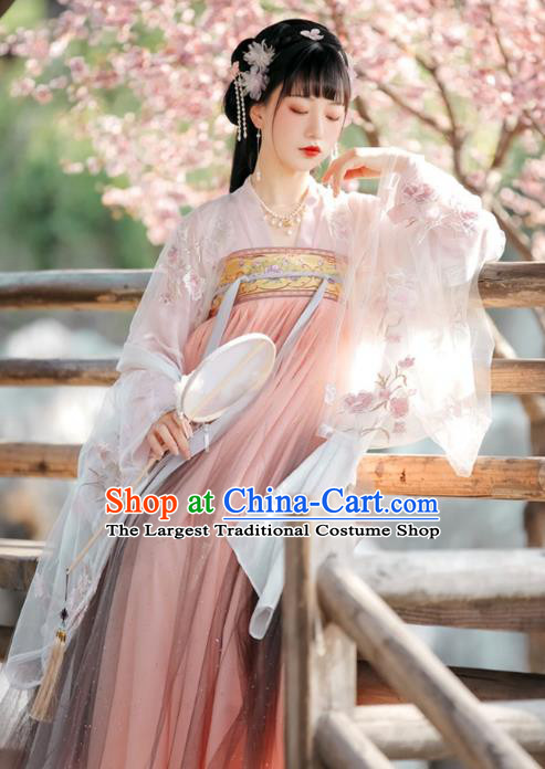 Chinese Traditional Hanfu Ruqun Pink Dresses Ancient Noble Woman Clothing Tang Dynasty Court Princess Costumes