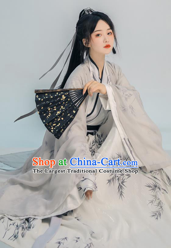 Chinese Song Dynasty Young Childe Costumes Traditional Hanfu Ruqun Ancient Swordsman Clothing