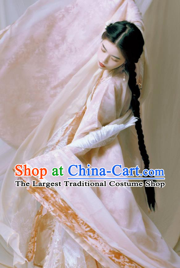 Chinese Tang Dynasty Imperial Consort Clothing Embroidered Hanfu Dresses Ru Qun and Cape Ancient Princess Garment Costumes