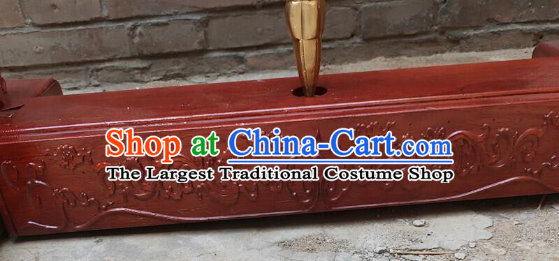 Top Handmade Spear Display Rack Chinese Spear Wooden Stand Carving Single Hole Merbau Stand