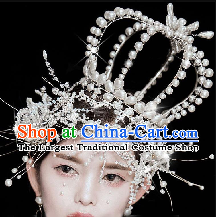 Handmade Stage Show Pearl Jewelries Wedding Hair Accessories Queen Royal Crown