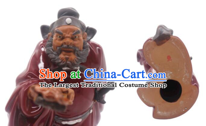 Chinese Hand Made Shi Wan Figurine Ceramics Artistic Zhong Kui Statue Bringing Blessings To Hall