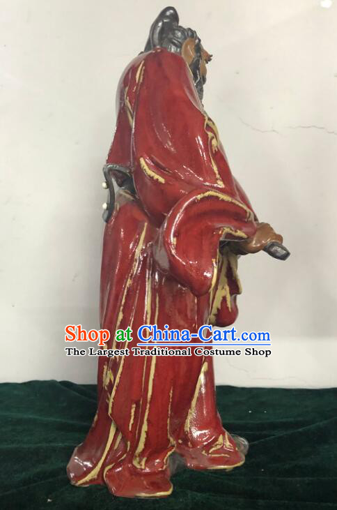 Chinese Zhong Kui Drawing Sword Statue Hand Made Shi Wan Figurine Ceramics Artistic
