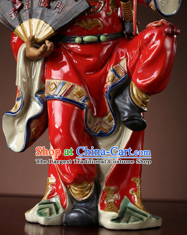 Chinese Hand Made Shi Wan Figurine Ceramics Artistic Zhong Kui Leading Luck Statue