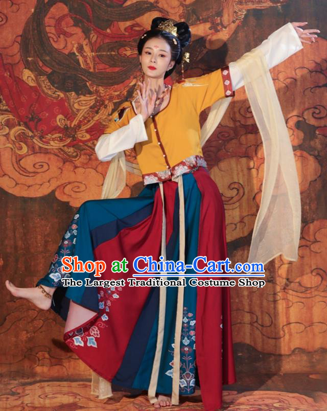 Top Handmade Hanfu Dresses Chinese Tang Dynasty Palace Lady Costumes Ancient Flying Apsaras Clothing