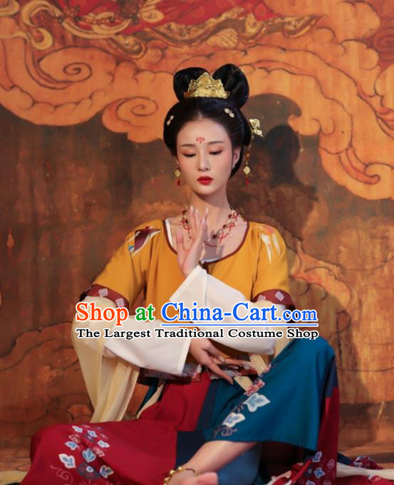 Top Handmade Hanfu Dresses Chinese Tang Dynasty Palace Lady Costumes Ancient Flying Apsaras Clothing