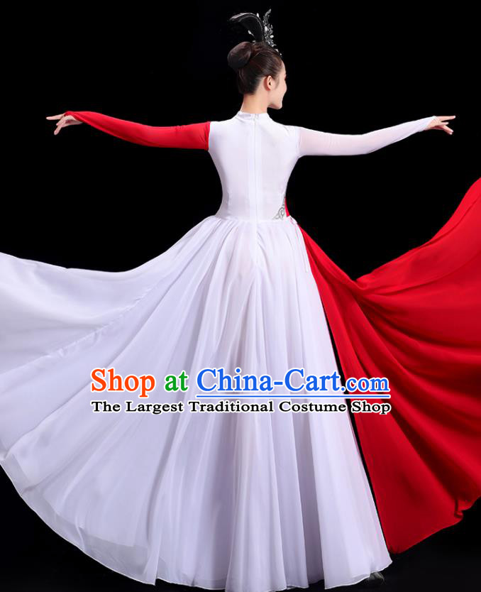Chinese Spring Festival Gala Opening Dance White Dress Women Group Chorus Clothing Umbrella Dance Costume