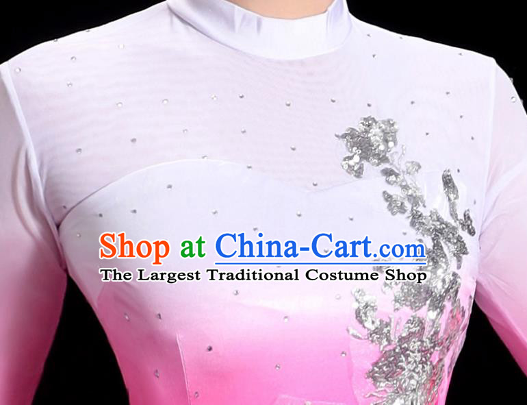 Chinese Umbrella Dance Costume Spring Festival Gala Opening Dance Pink Dress Women Group Chorus Clothing