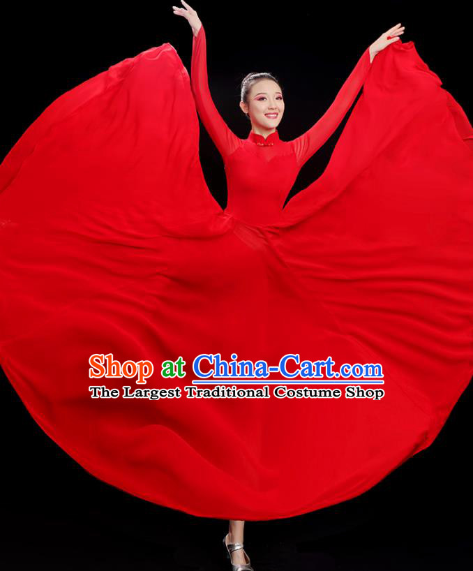 Chinese Classical Dance Costume Opening Dance Red Dress Women Group Chorus Clothing