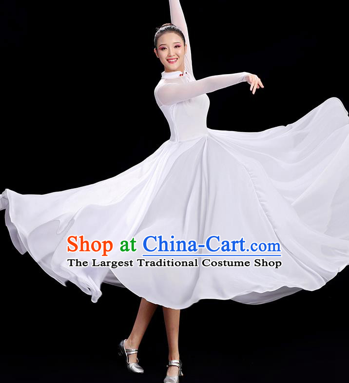 Chinese Women Group Chorus Clothing Classical Dance Costume Opening Dance White Dress