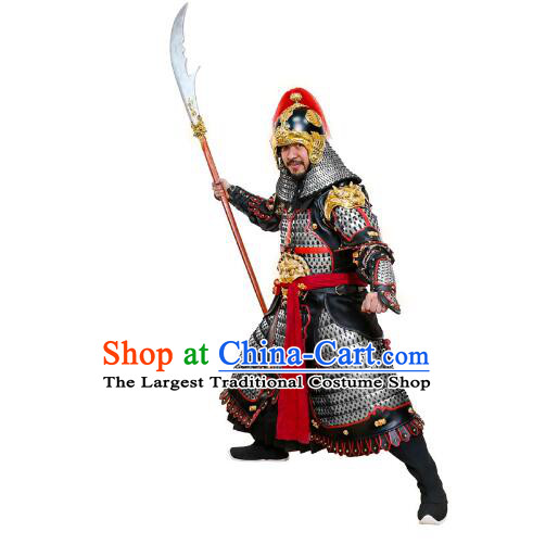 Chinese Ancient General Armor Costumes Song Dynasty Metal Armor and Helmet Complete Set