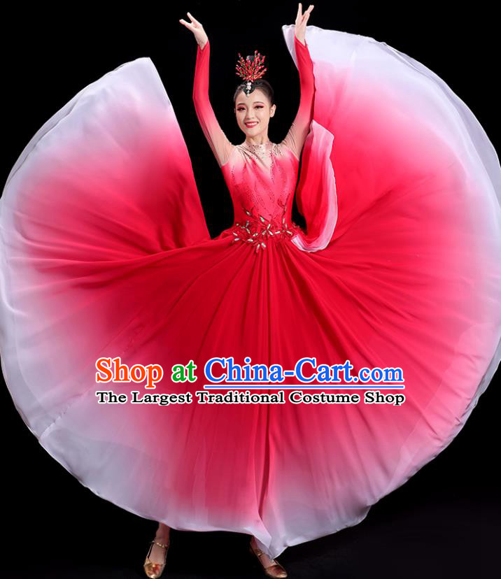 China In The Light Women Group Stage Show Red Dress Classical Dance Costume Opening Dance Clothing Umbrella Dance Fashion