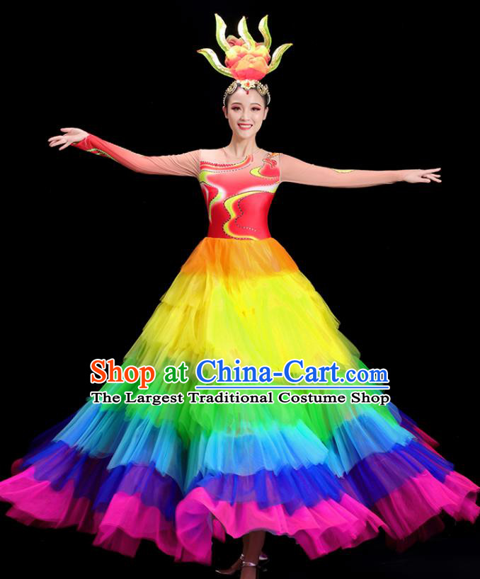 China National Game Opening Dance Costume Modern Dance Clothing Group Stage Show Rainbow Dress