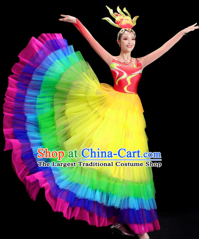 China National Game Opening Dance Costume Modern Dance Clothing Group Stage Show Rainbow Dress