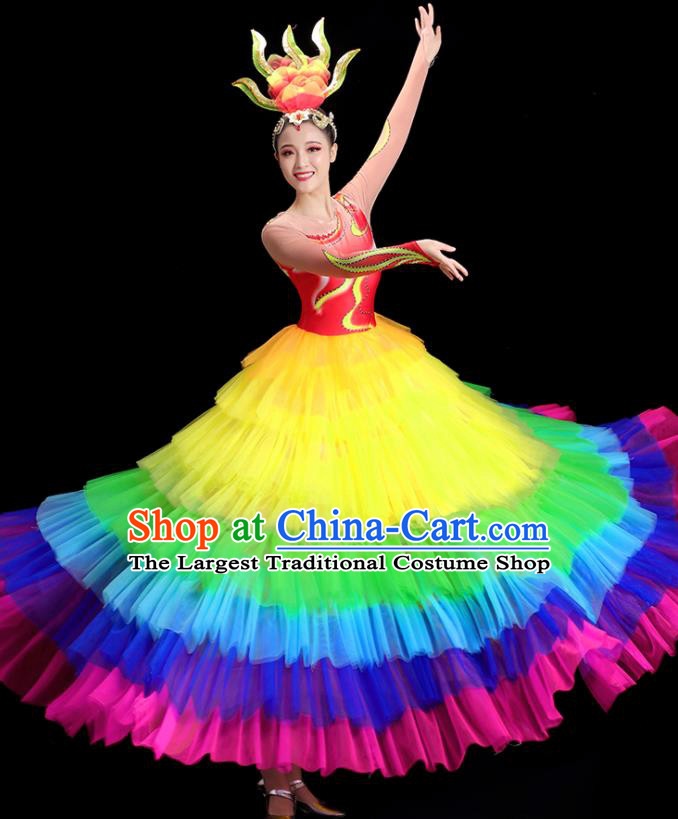 China National Game Opening Dance Costume Modern Dance Clothing Group Stage Show Rainbow Dress