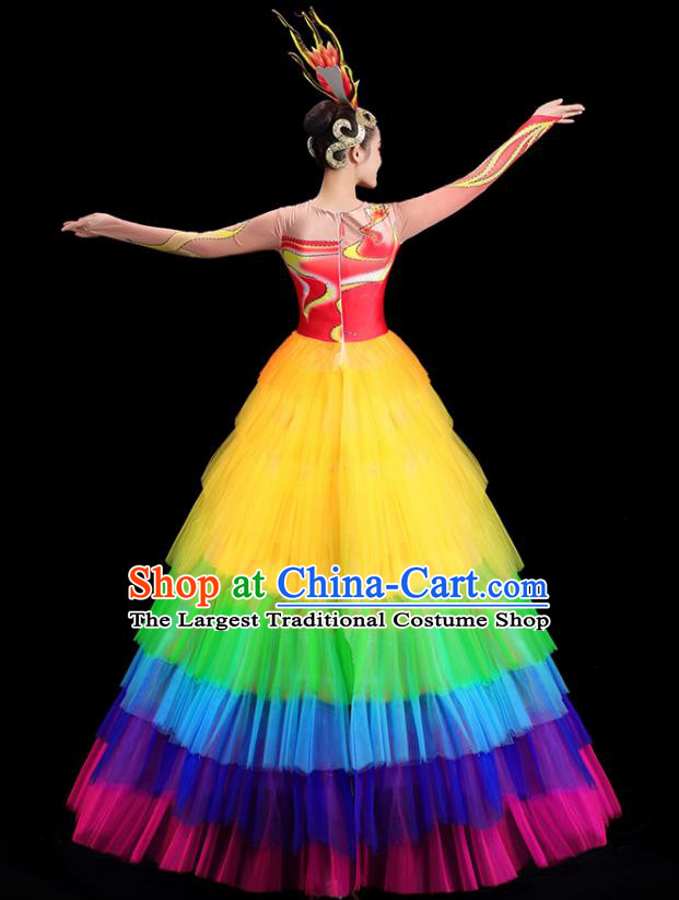 China National Game Opening Dance Costume Modern Dance Clothing Group Stage Show Rainbow Dress