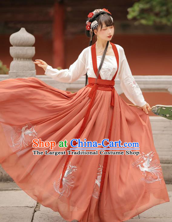 China Song Dynasty Princess Red Dresses Traditional Hanfu Garments Ancient Court Woman Costumes