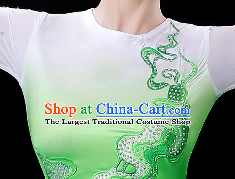 China Stage Show Fashion Modern Dance Costumes Opening Dance Green Dress Women Group Performance Clothing