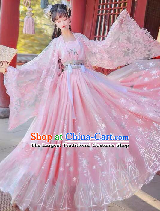 China Ancient Court Princess Clothing Traditional Pink Hanfu Dresses Tang Dynasty Empress Costumes