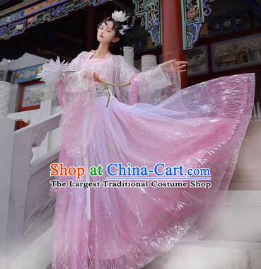 China Ancient Court Princess Clothing Traditional Pink Hanfu Dresses Tang Dynasty Empress Costumes