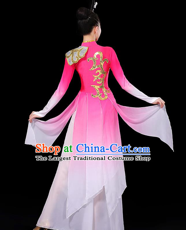 China Stage Performance Dress Fan Dance Clothing Women Group Show Pink Outfit Yangko Dance Costume