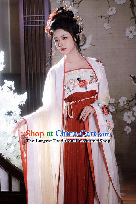 China Hanfu Ruqun Tang Dynasty Royal Princess Costumes Ancient Imperial Consort Yang Yuhuan Embroidered Clothing
