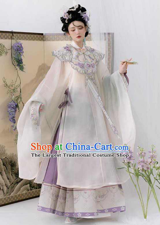 China Ming Dynasty Court Woman Costumes Ancient Noble Countess Embroidered Clothing Hanfu Dresses Complete Set