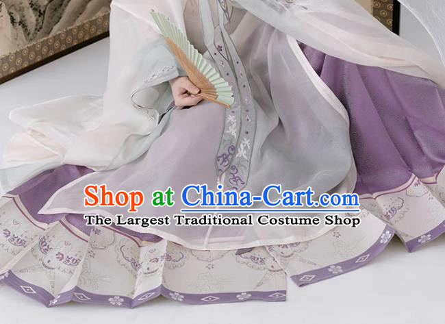 China Ming Dynasty Court Woman Costumes Ancient Noble Countess Embroidered Clothing Hanfu Dresses Complete Set
