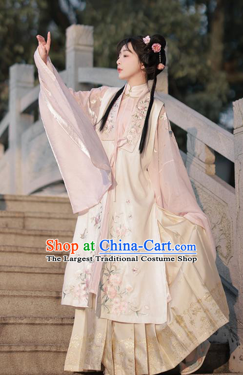 China Ming Dynasty Embroidered Clothing Traditional Female Hanfu Dress Ancient Noble Lady Costumes Complete Set