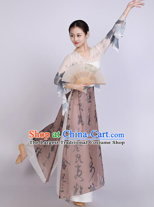 Women Solo Dance Clothing Chinese Classical Dance Costume Ink Painting Dance Training Garment