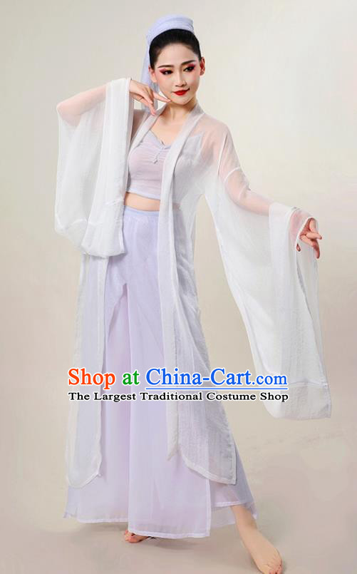 China Woman Solo Dance Clothing Classical Dance Costume Legend of the White Snake Bai Suzhen Fashion Fan Dance White Outfit