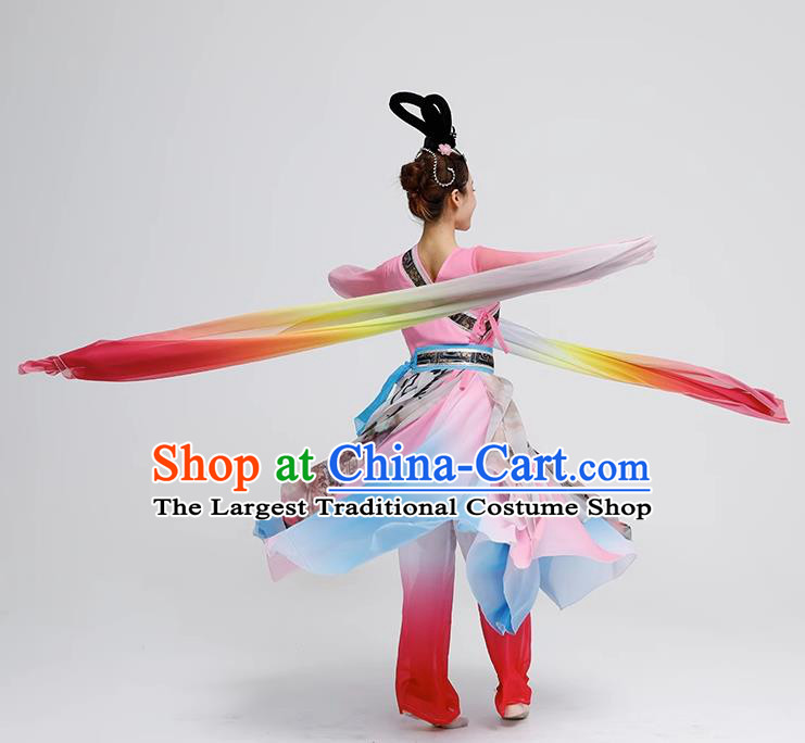 China Water Sleeve Dance Fashion Classical Dance Pink Dress Oriental Dance Costume Women Group Parade Show Clothing