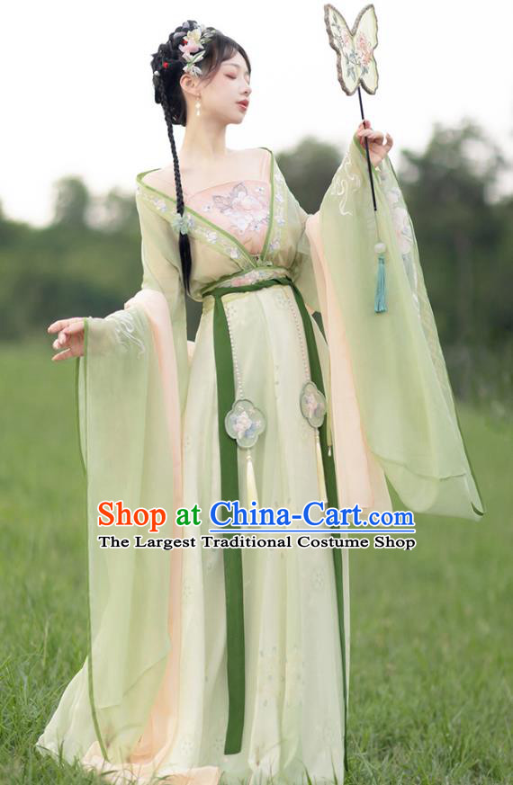 China Hanfu Ruqun Clothing Southern and Northern Dynasties Princess Green Dresses Ancient Fairy Garment Costumes