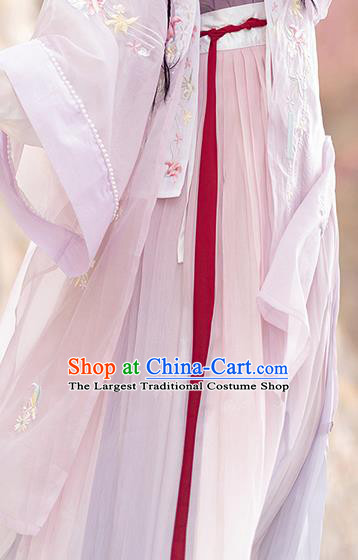 China Ming Dynasty Princess Purple Dresses Ancient Noble Lady Garment Costumes Hanfu Embroidered Clothing