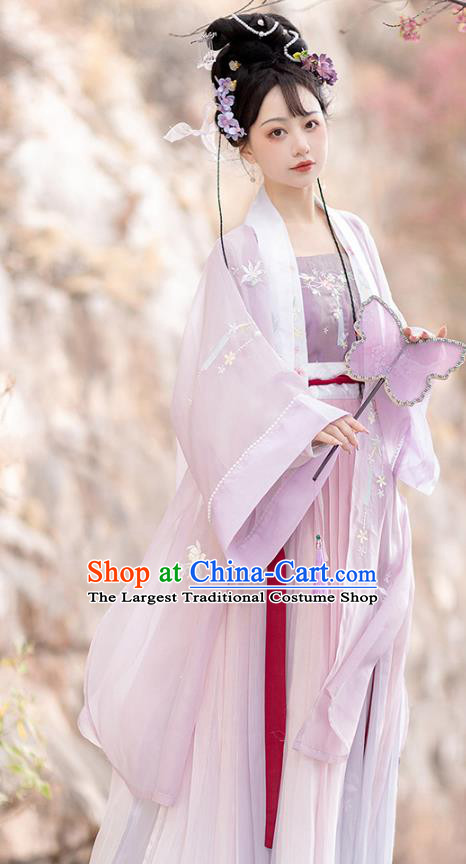 China Ming Dynasty Princess Purple Dresses Ancient Noble Lady Garment Costumes Hanfu Embroidered Clothing