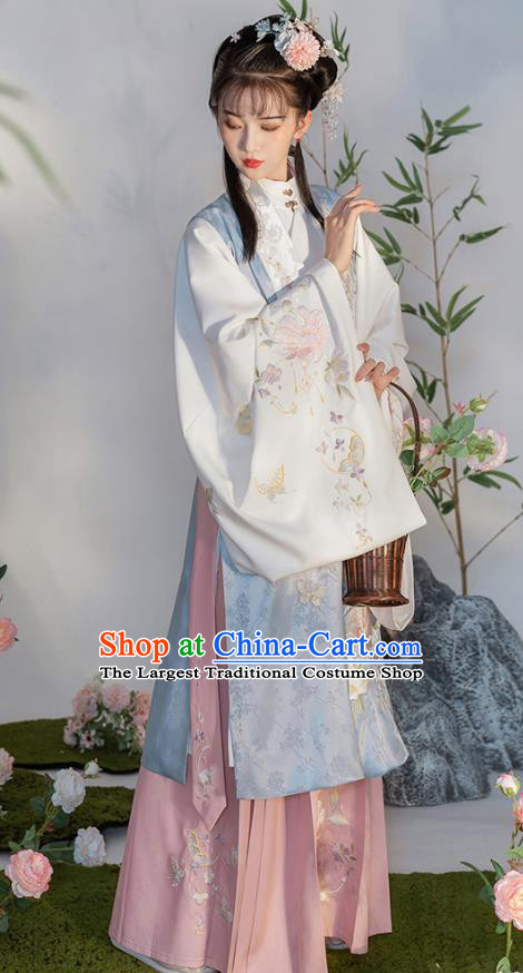 China Ancient Noble Lady Garment Costumes Hanfu Embroidered Clothing Ming Dynasty Princess Dresses