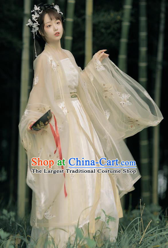 China Song Dynasty Royal Princess Apricot Dresses Ancient Palace Lady Garment Costumes Hanfu Ruqun Clothing